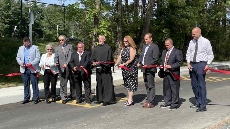 Officials Cutting Ribbon at St. Catherine's Street reopening ceremony