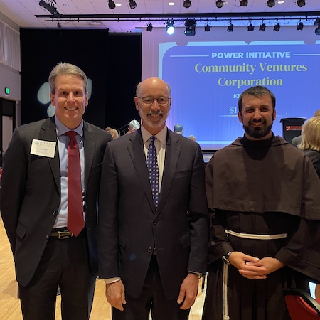 Robert Young and Br. Marius Storm with Governor Wolf in Maryland accepting the award on the University’s behalf.
