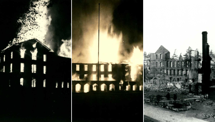 1942 Old Main Fire Collage
