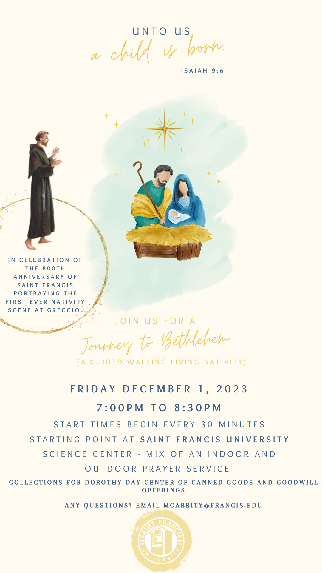 Live Nativity at Saint Francis University