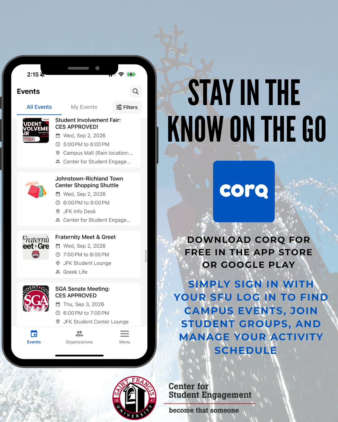Photo of the CORQ app