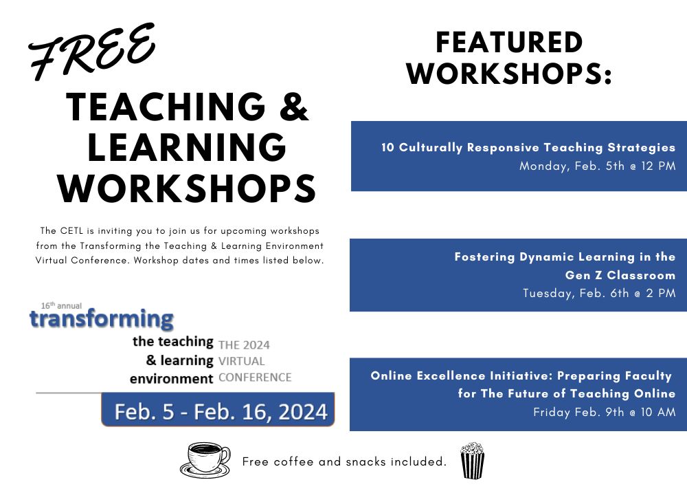 February Teaching and Learning Workshop Flyer