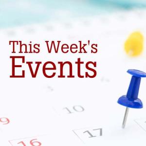 This week's events blog thumbnail image of push pin in calendar