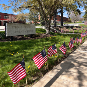 JFK with decorated with flags for Mock Convention