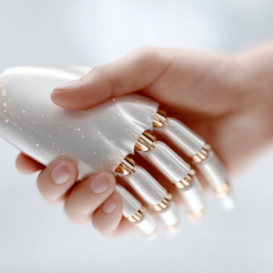 robot and human hand