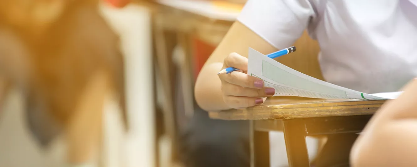 Student studying in classroom