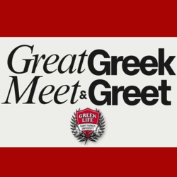Great Greek Meet and Greet Text with Greek Life Logo 