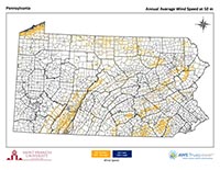 Pennsylvania Wind Map 50 m thumbnail