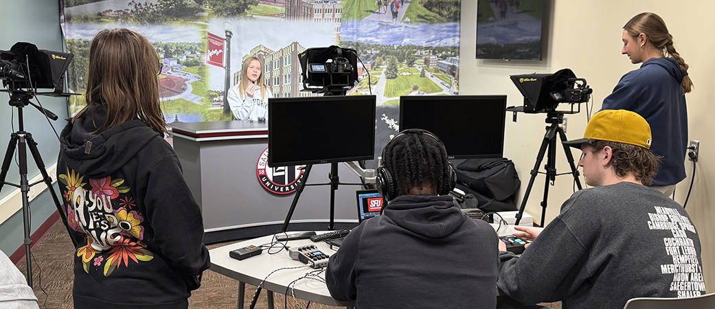 Communications Students in TV Studio