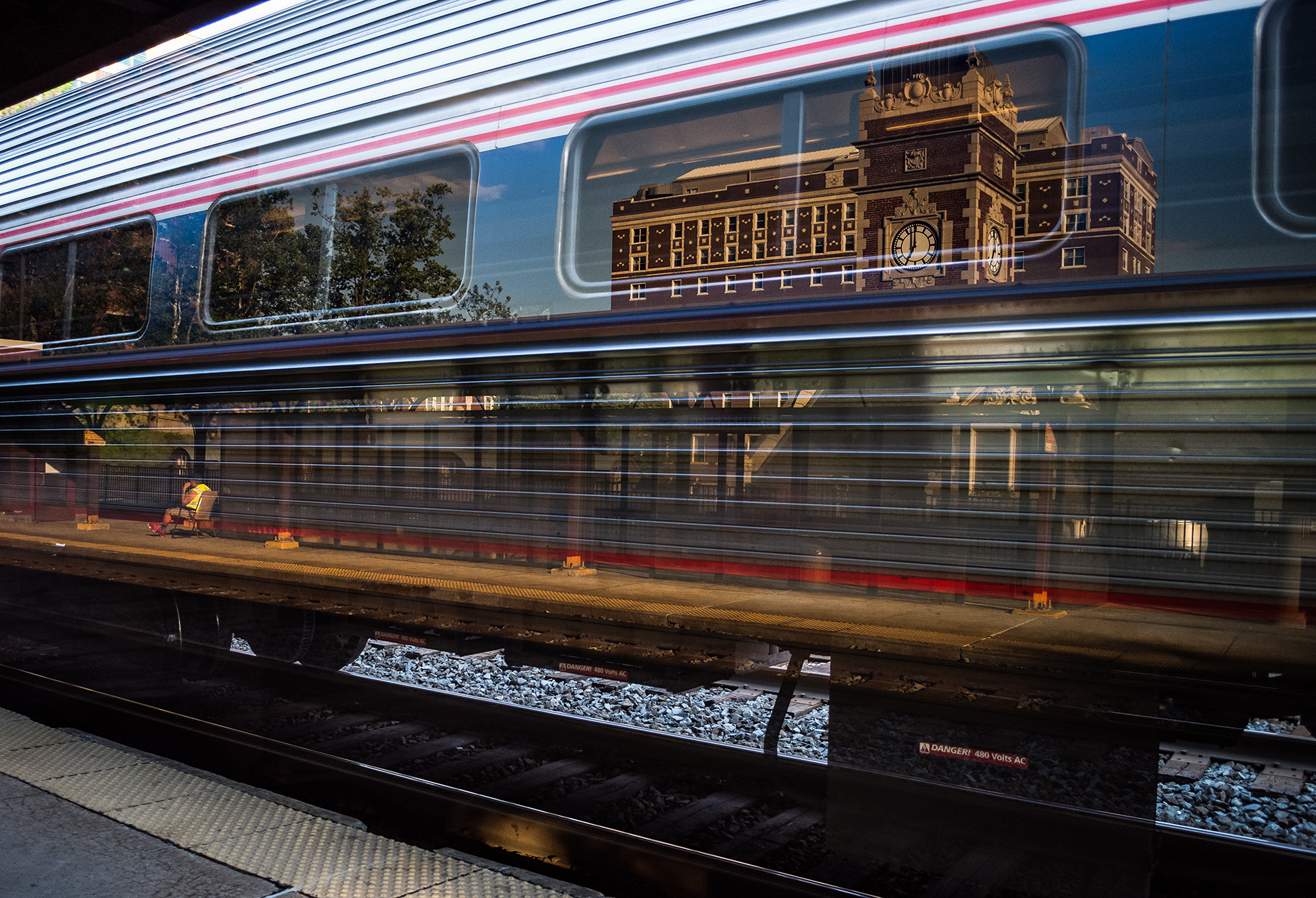 First place photo for Trains magazine. Reflections in passing train