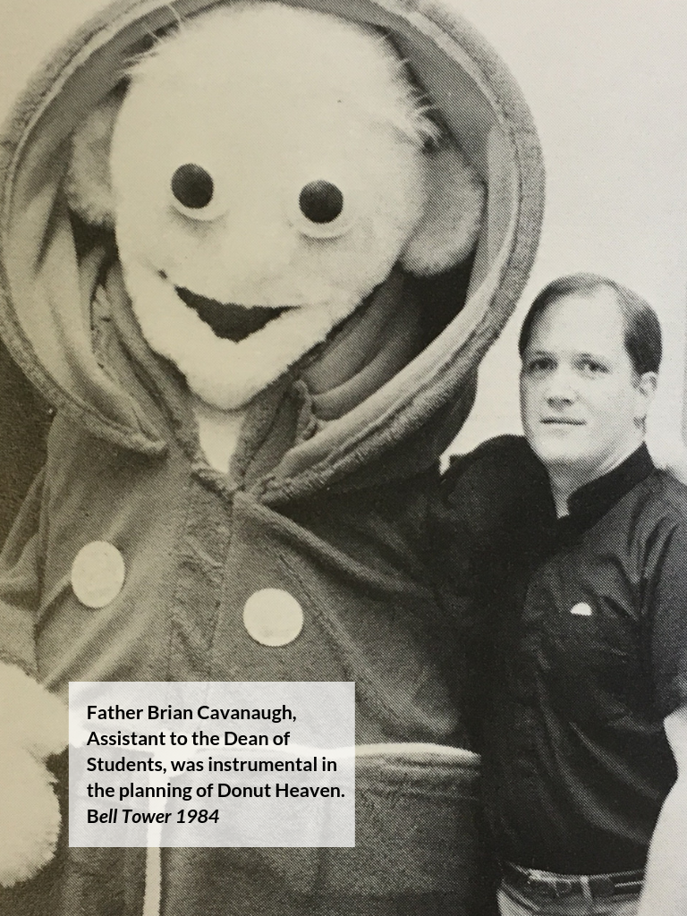 Father Brian Cavanaugh with Frankie mascot